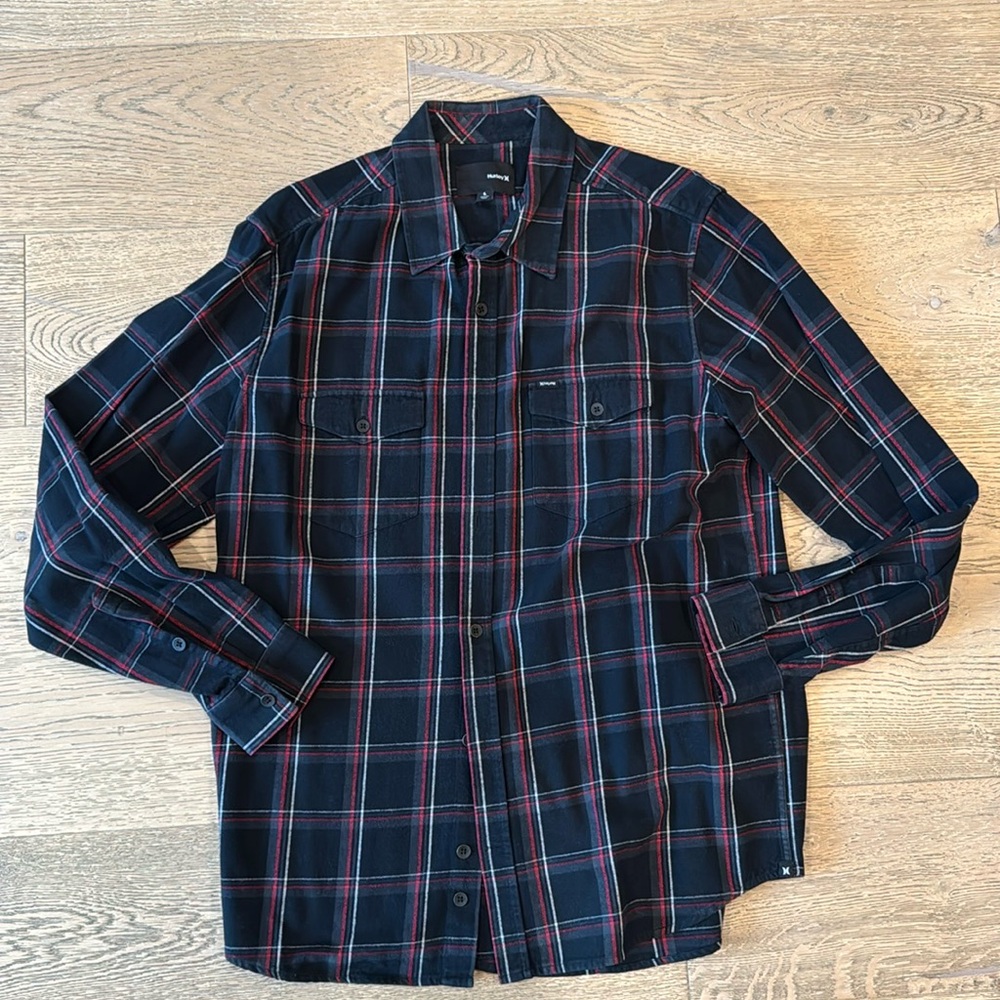 Hurley Men's Portland Organic Flannel Shirt in Brown, Size S, NWT